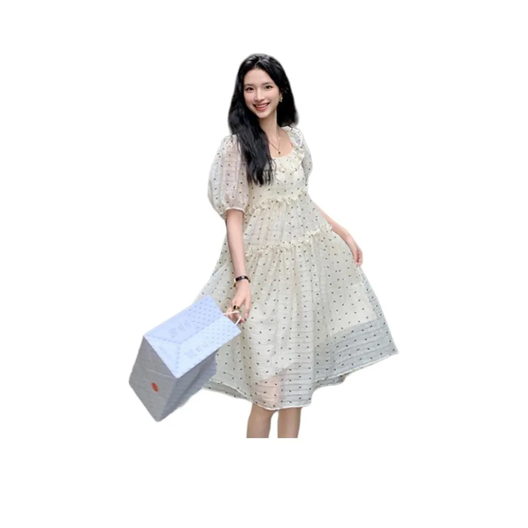 La Chapelle Короткий рукав Платье Женское Экрю