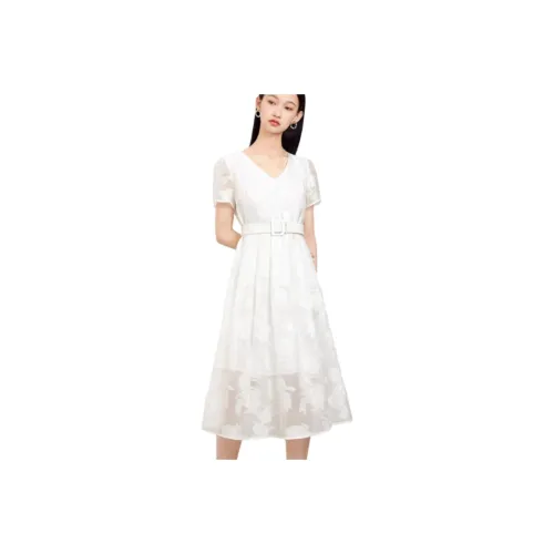 GOOBGS Pearl White Женские Короткие Платья с Рукавами