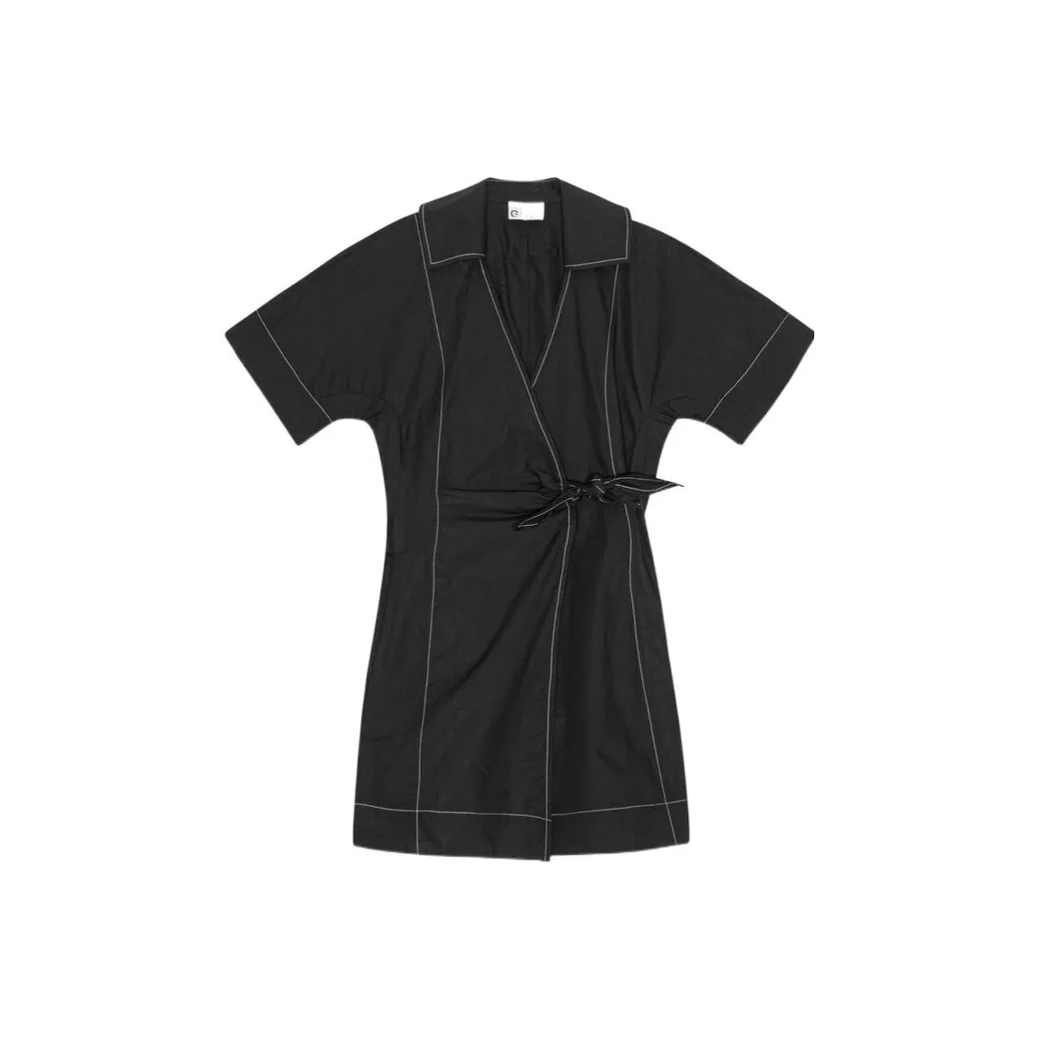 GANNI Poplin Wrap Mini Dress