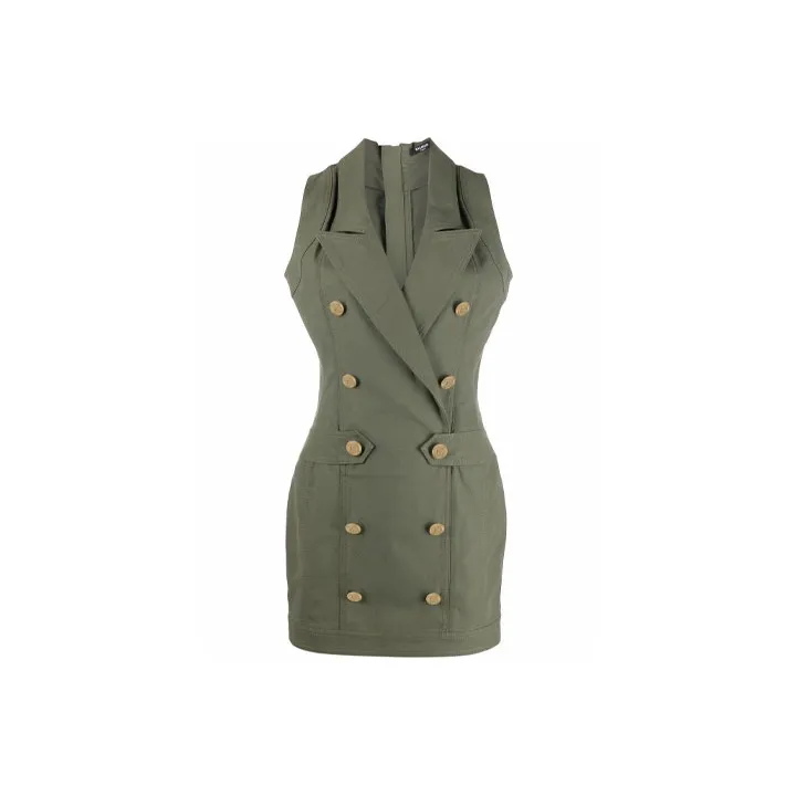 BALMAIN FW21 Sleeveless Dress Women's Green