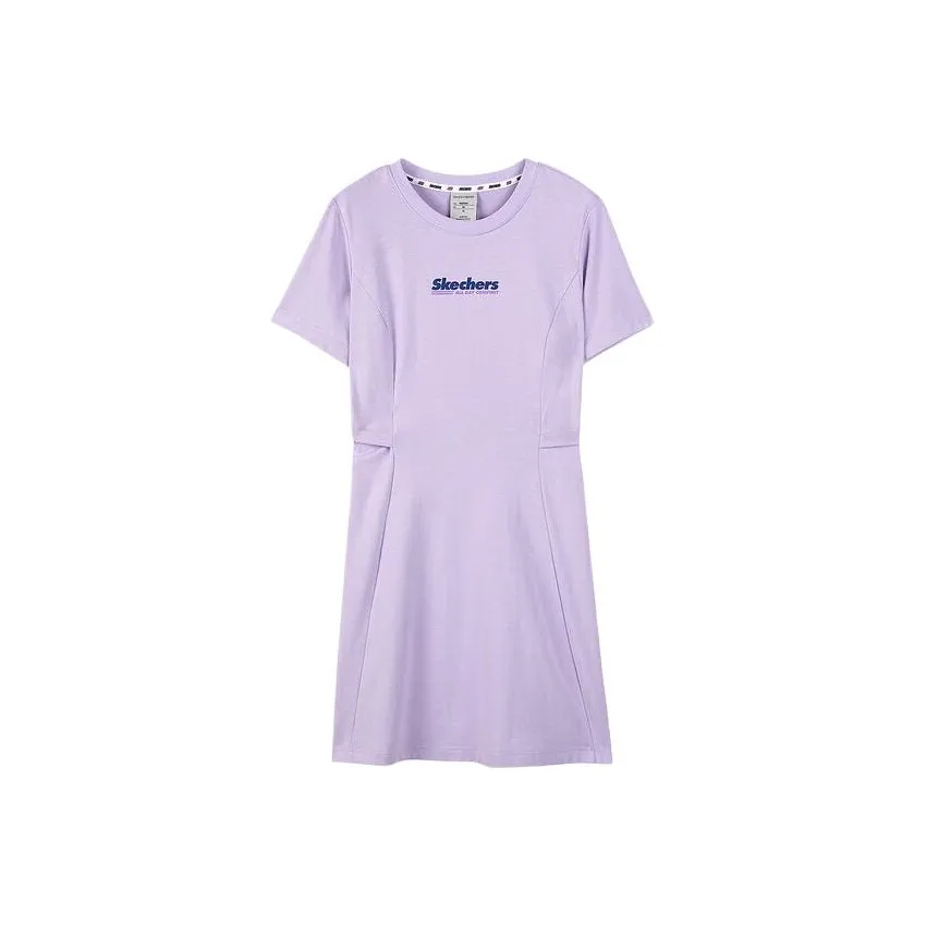 Skechers Короткий рукав Платье Женское Светлый снег Синий