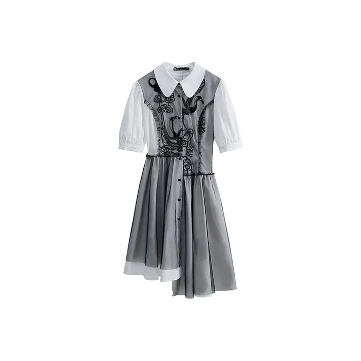 JK JS A Линия Юбка Платье Черный Белый