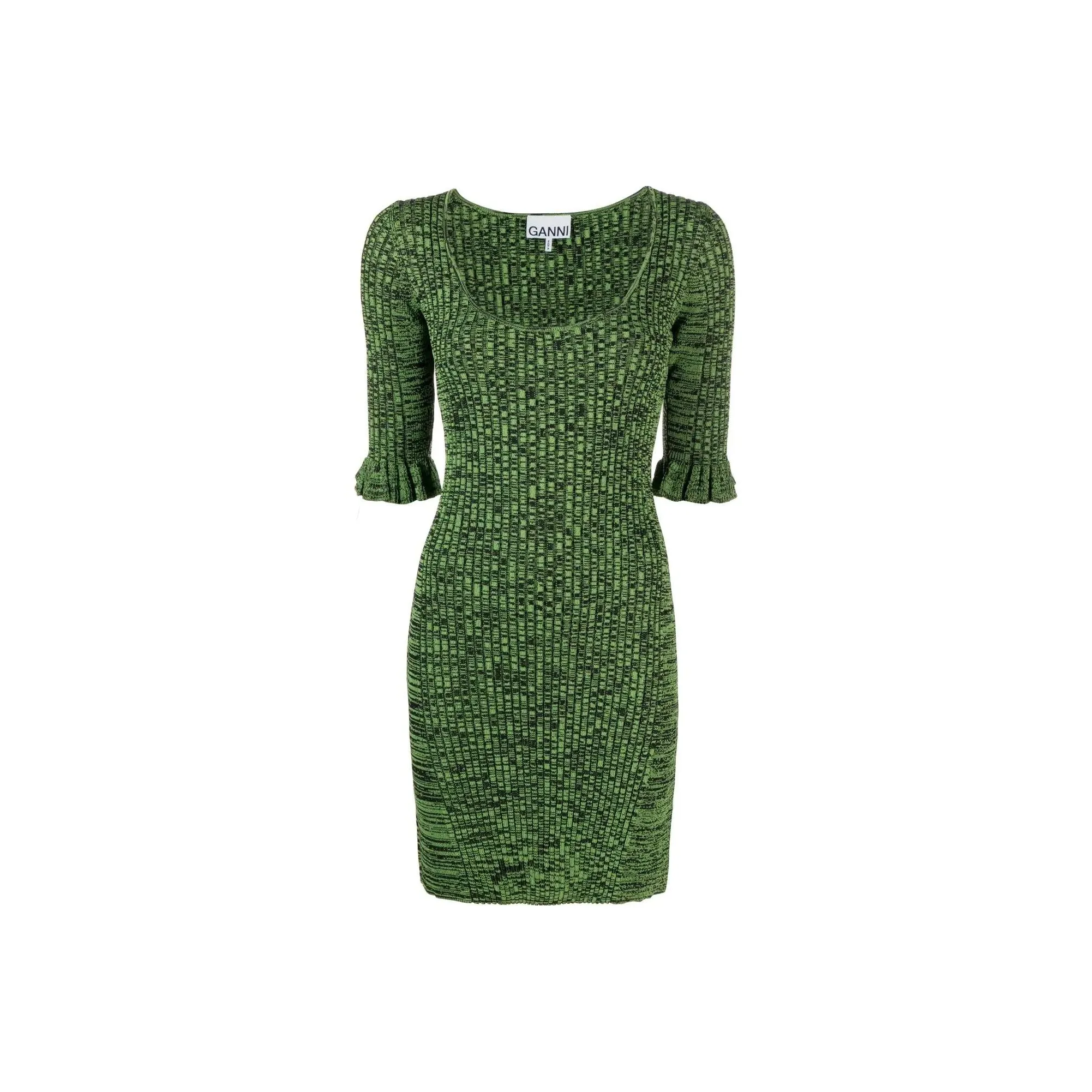 GANNI Flounce sleeve Mélange Minidress