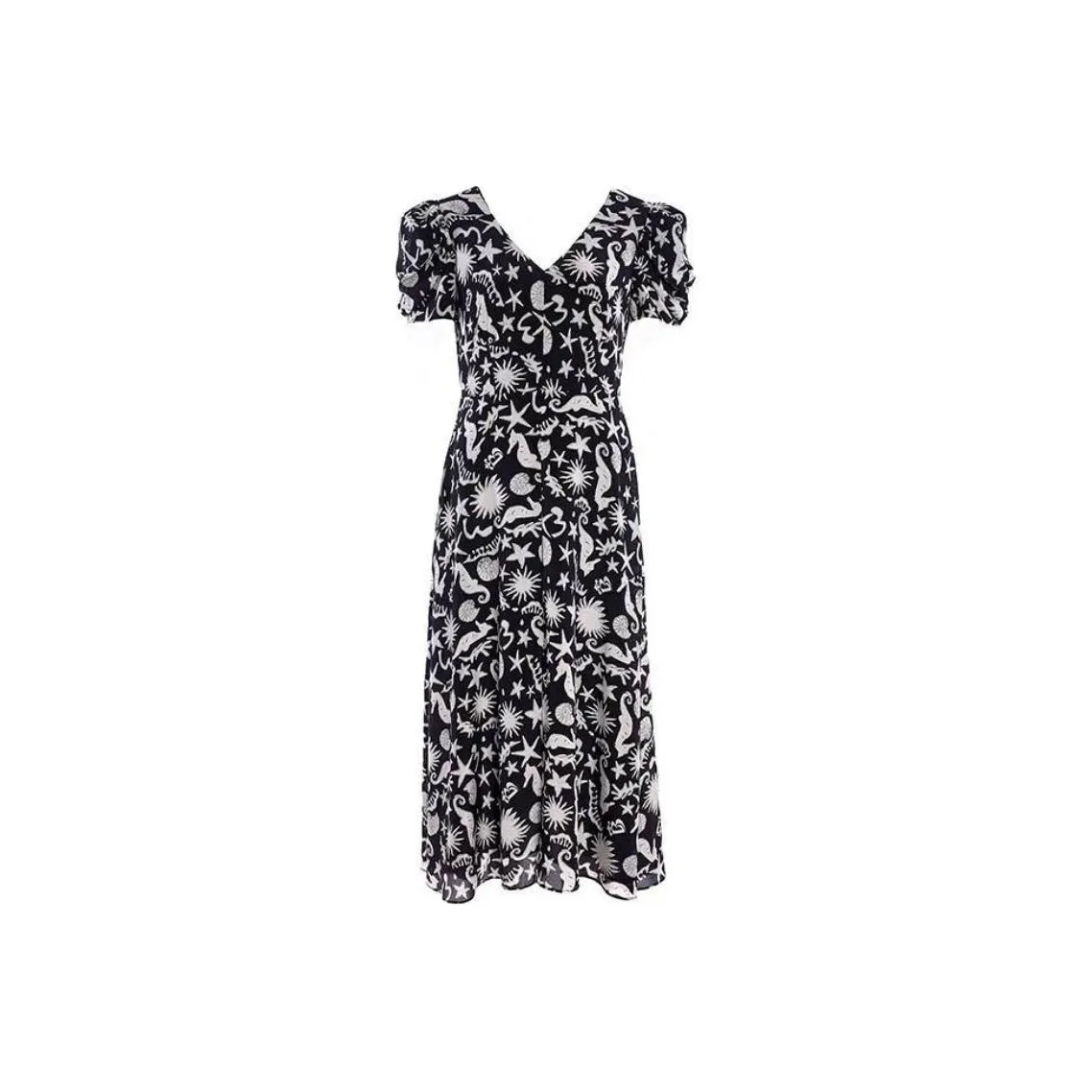 BESIONIA SS24 Short Sleeved Dress Women's Black White