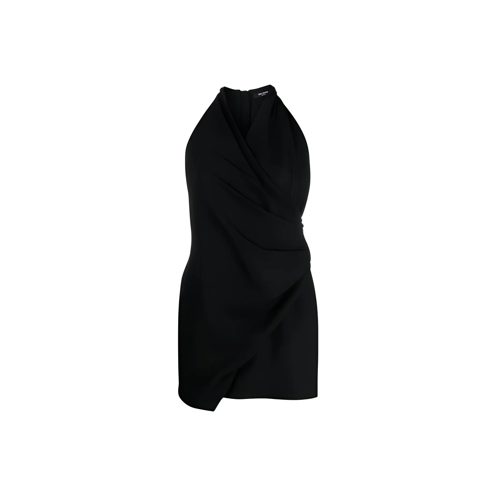 BALMAIN Halterneck Sleeveless Draped Mini Dress