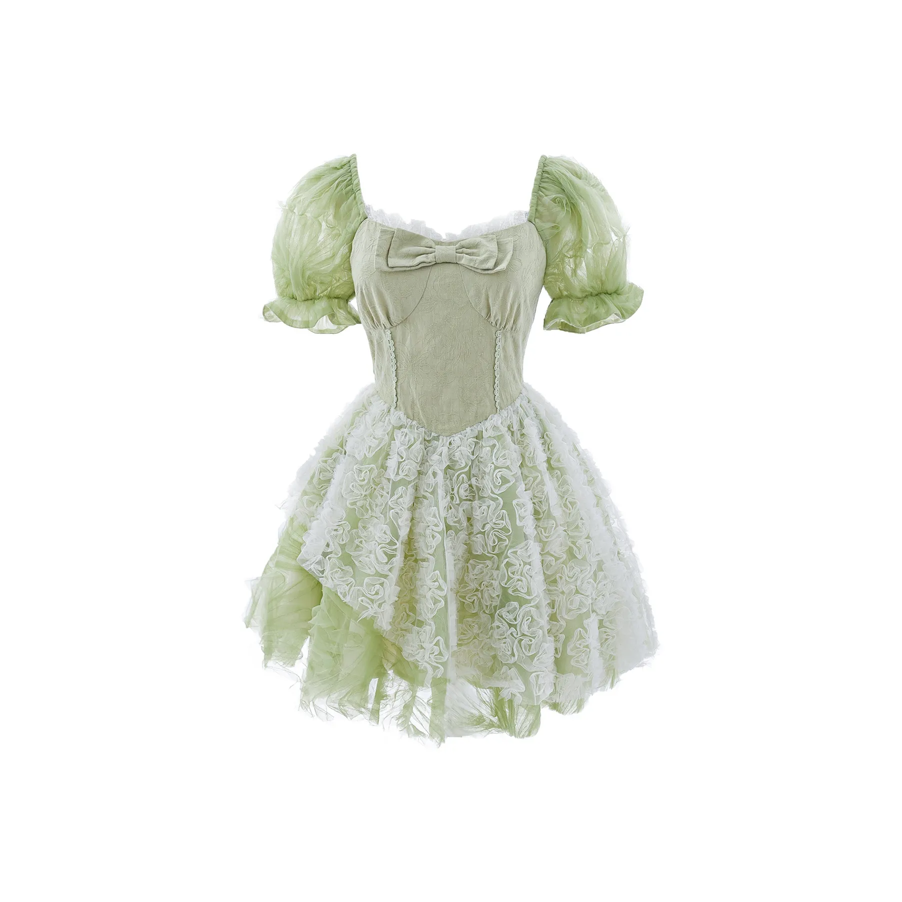 Blovelan Короткий рукав Платье Женское Матча Зеленый