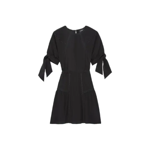 THE KOOPLES Черное Женское Короткое Платье с Рукавами
