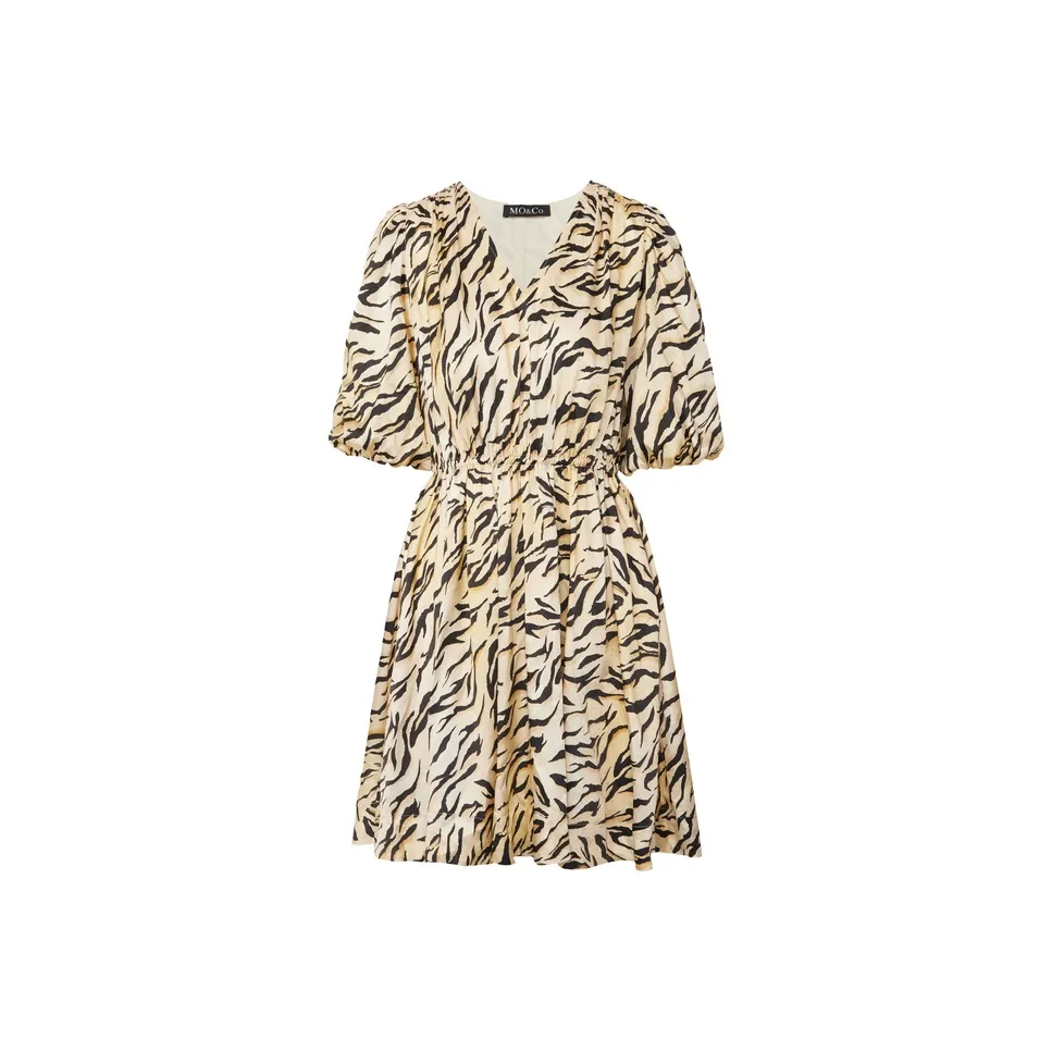 MO&CO Short Sleeved Dresses Women's Two Tone Tiger Print