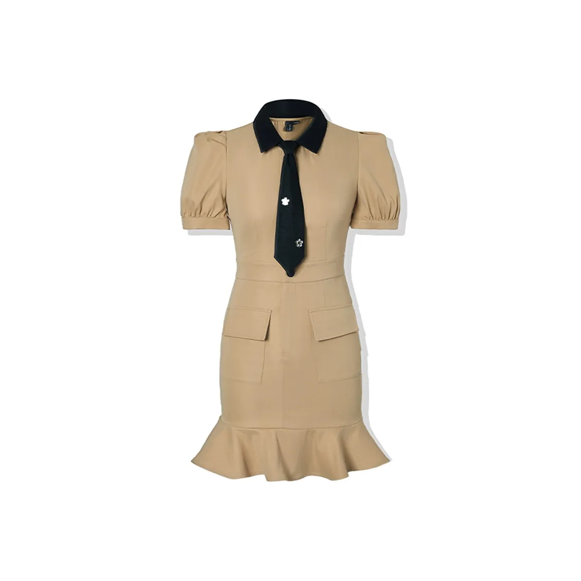 LA CRAWFISH Короткое платье с короткими рукавами женское хаки