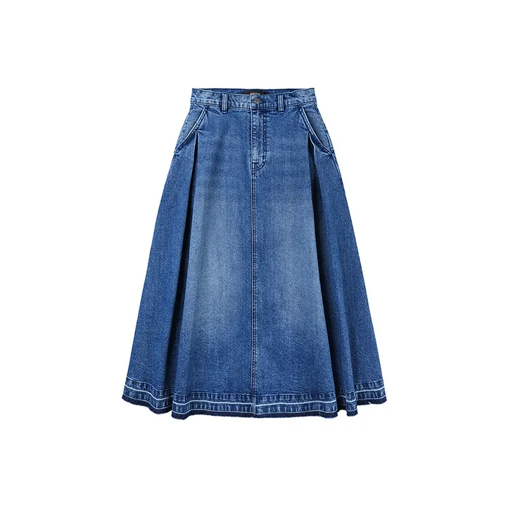 Prth Promethean Denim Long Skirt Women's Medium Blue