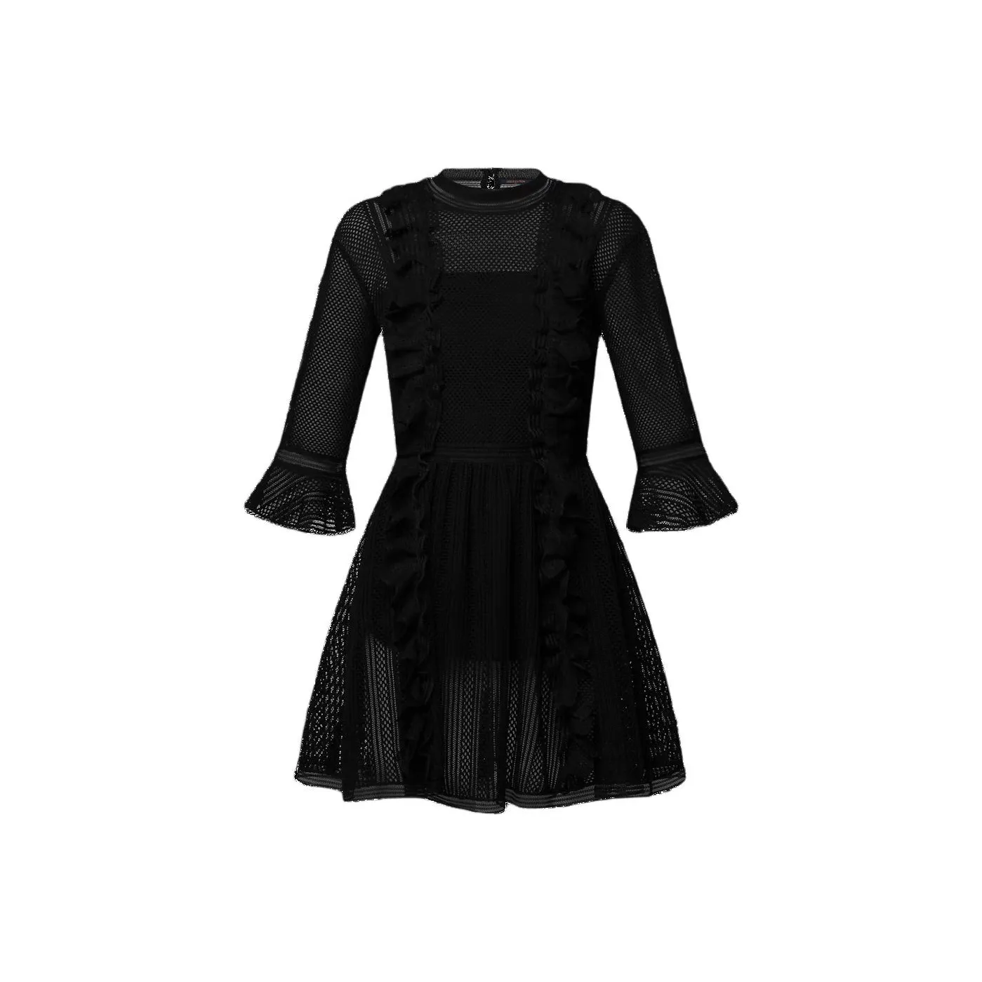 Lv Mesh Knit Ruffle Dress
