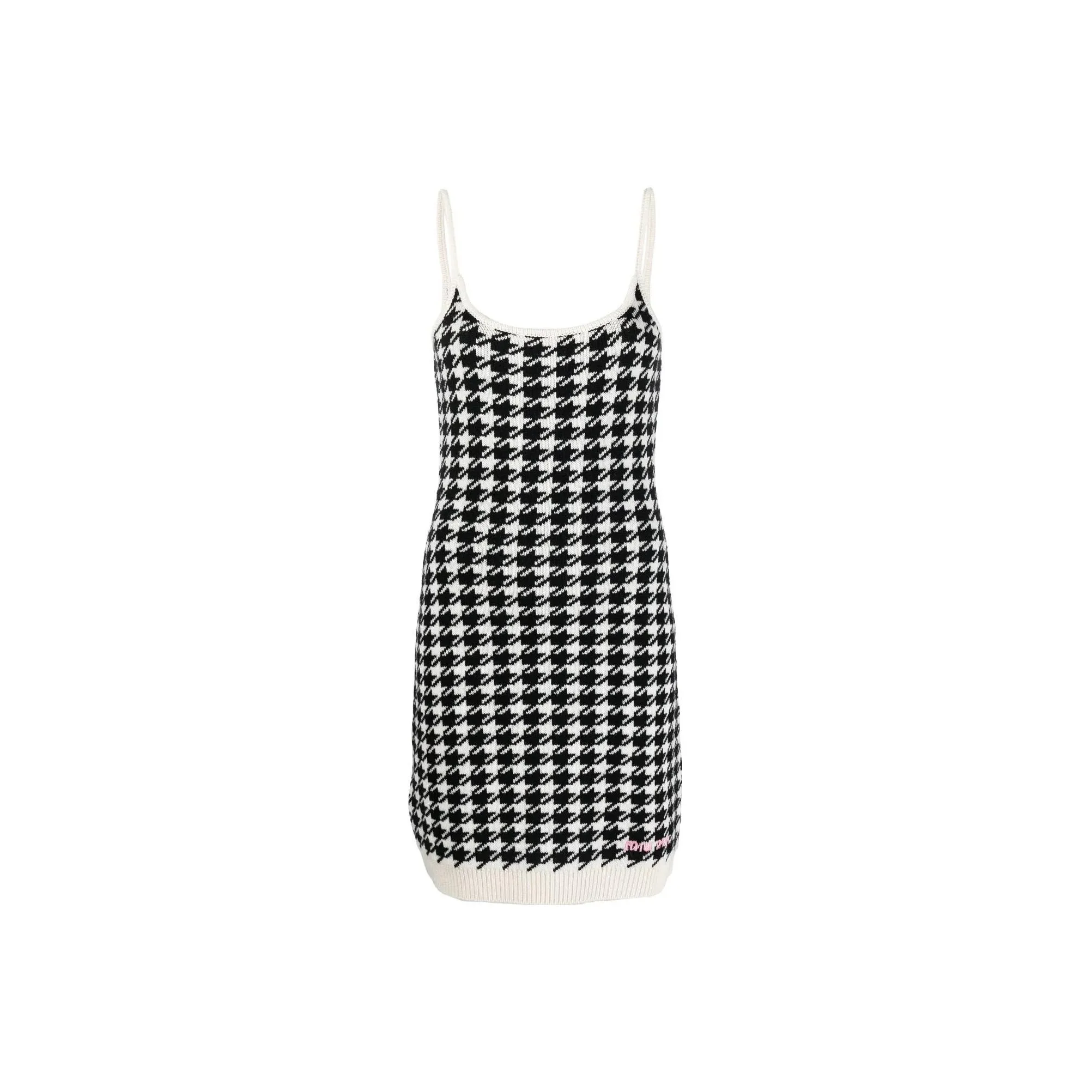 MIU MIU Houndstooth Sleeveless Knitted Dress