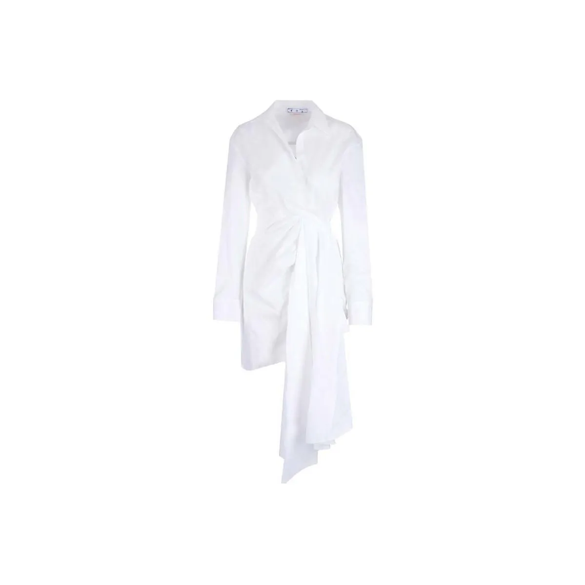 OFF WHITE Draped Asymmetric Cotton poplin Shirt Dress