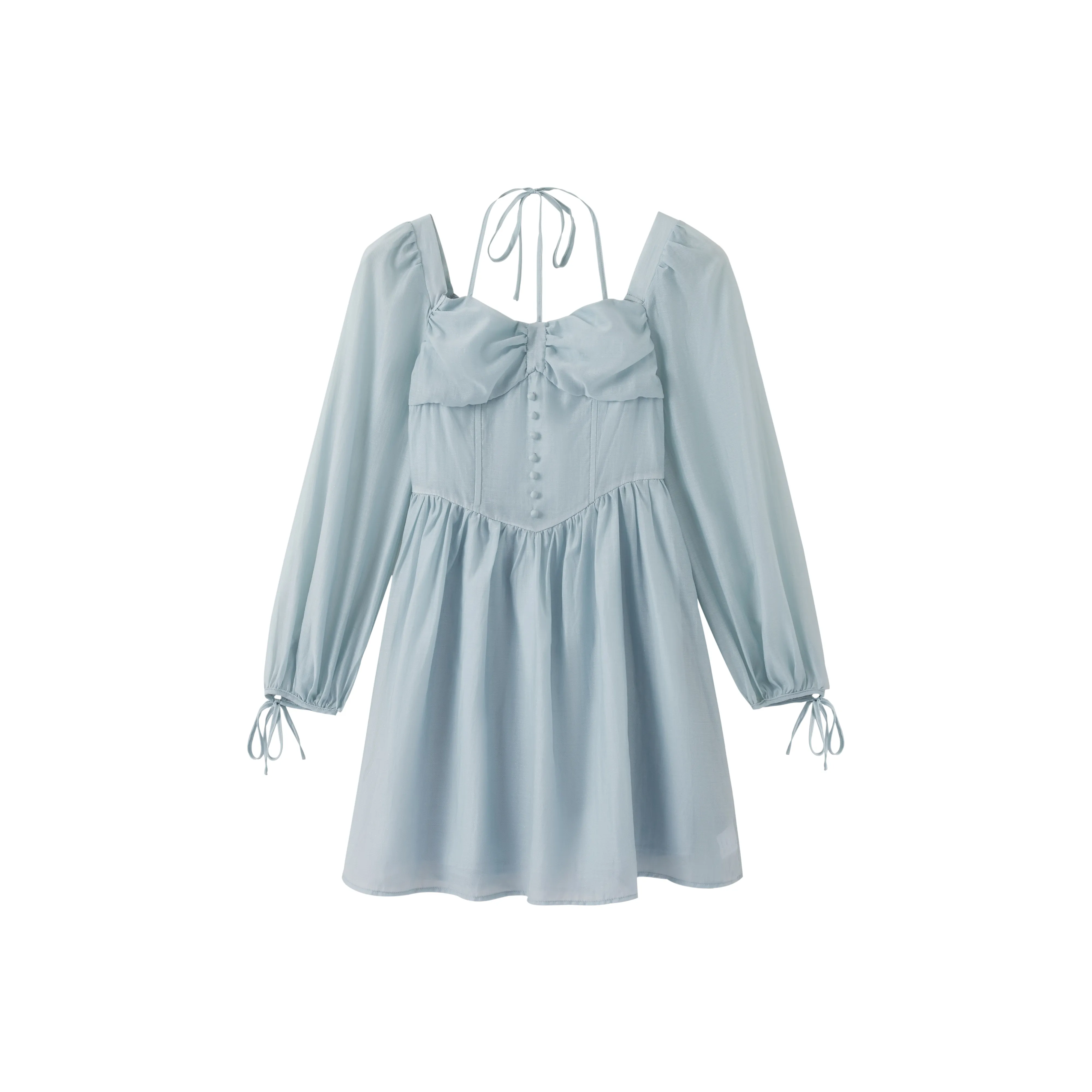 Лето будет после ужина. Платье с вырезом-халтер светло-синего цвета