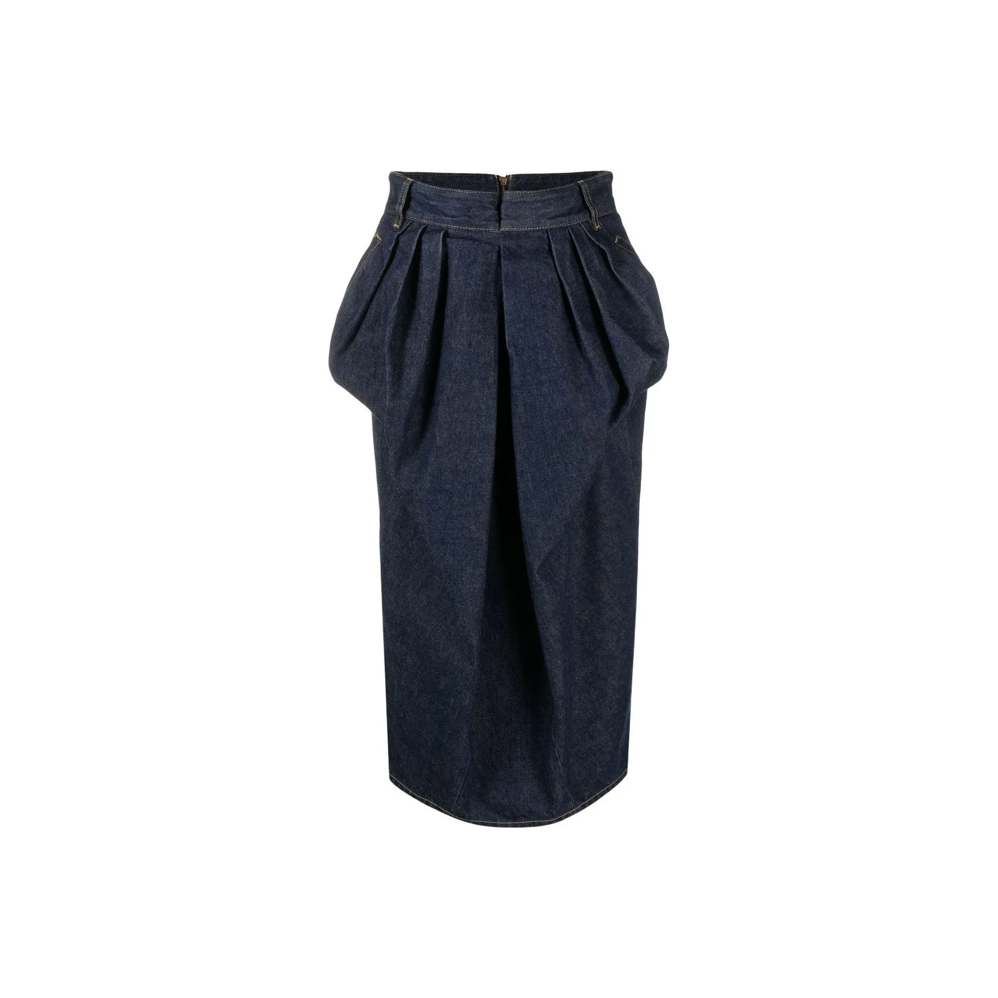Maison Margiela High Waist Pleated Denim Skirt