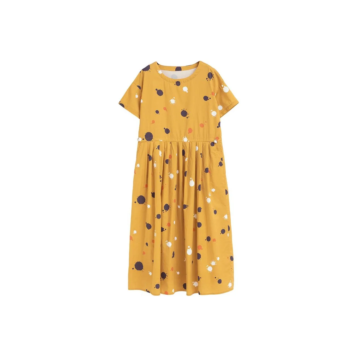 ZIMO Короткий рукав Платье Женское Желтое с принтом