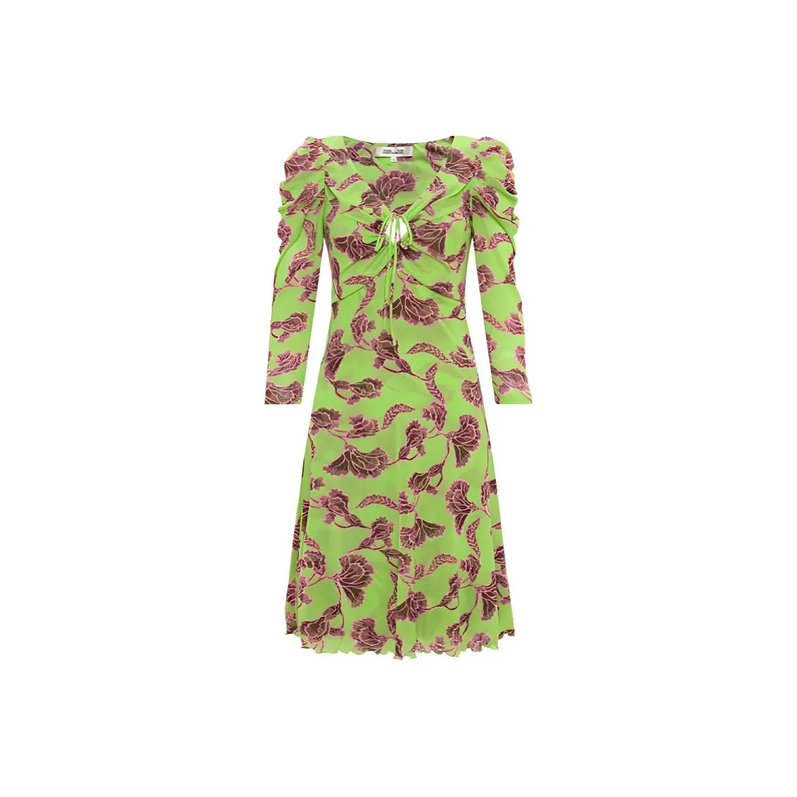 DVF Diane Von Furstenberg Длинное платье с длинными рукавами женское зеленое