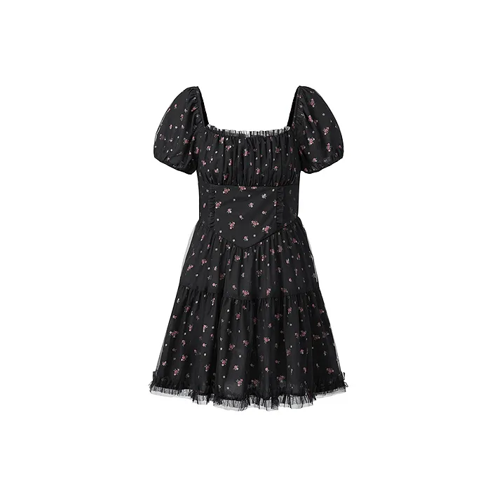LEDIN Short Sleeved Dresses Women's Black White Print