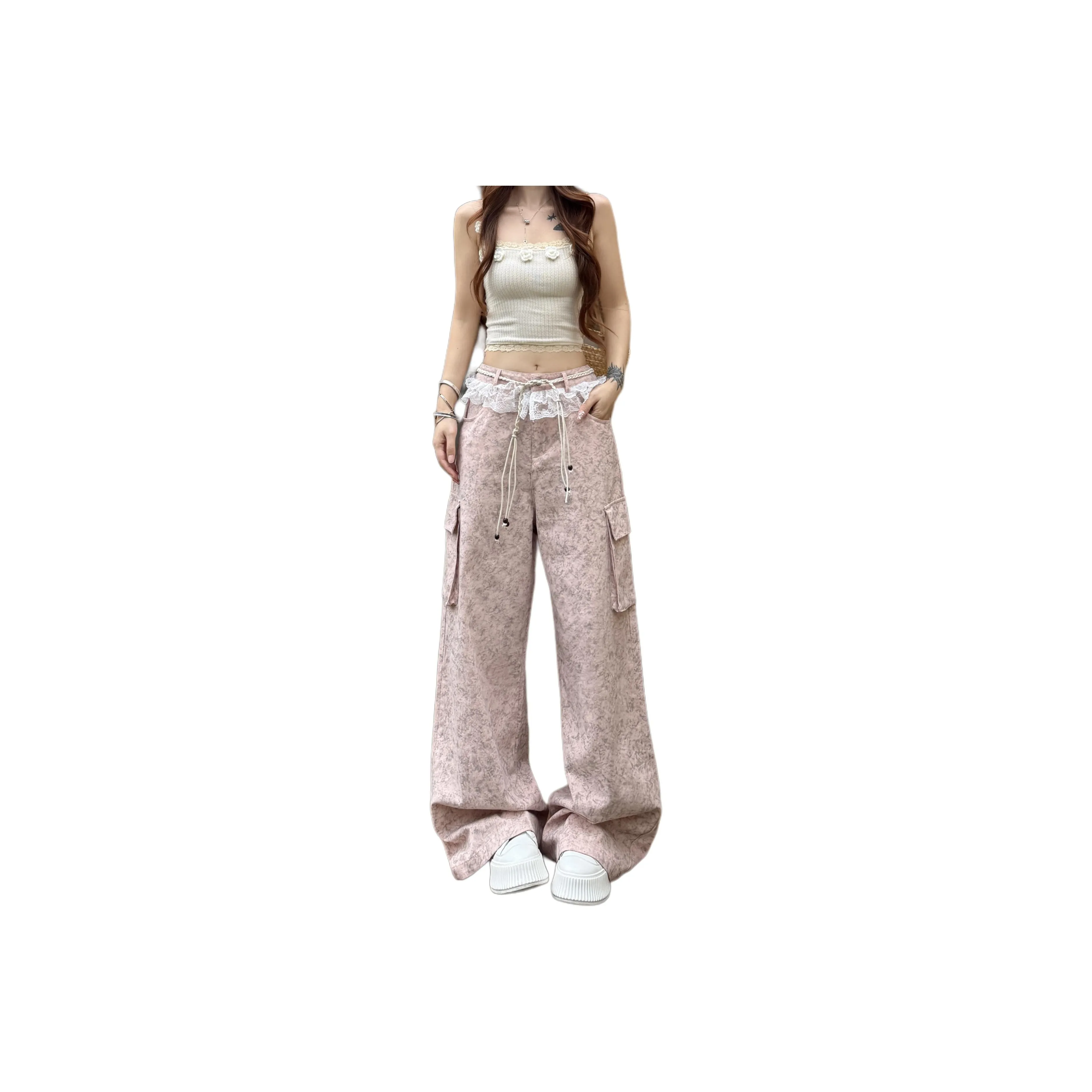 YICHEN Повседневные брюки Женские Розовые