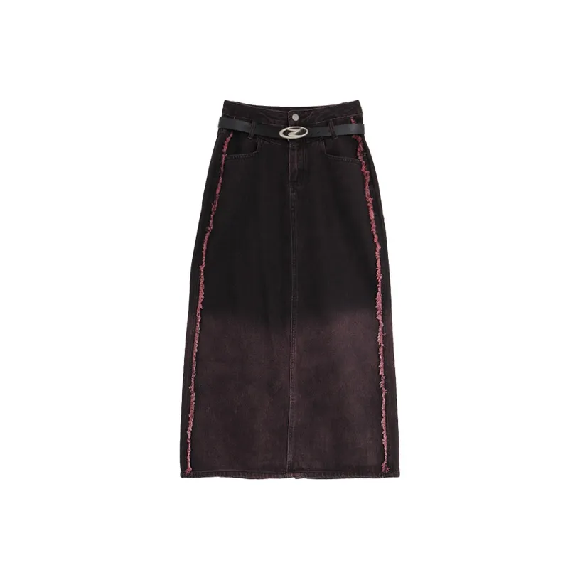 SETIROM Розово-красные женские джинсовые длинные юбки