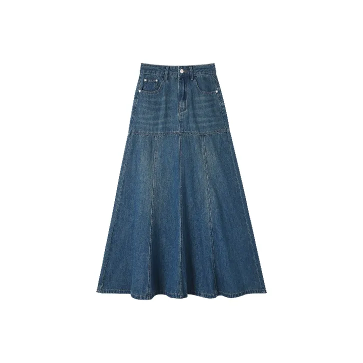 HIPPIEMISS Denim Long Skirt Women's Vintage Blue HIPPIEMISS Деним Длинная Юбка Женская Винтажный Синий