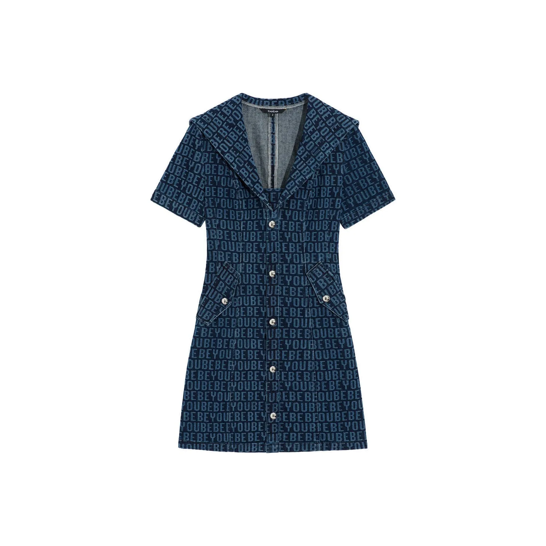Bebe SS24 Short Sleeved Dress Women's Denim Blue