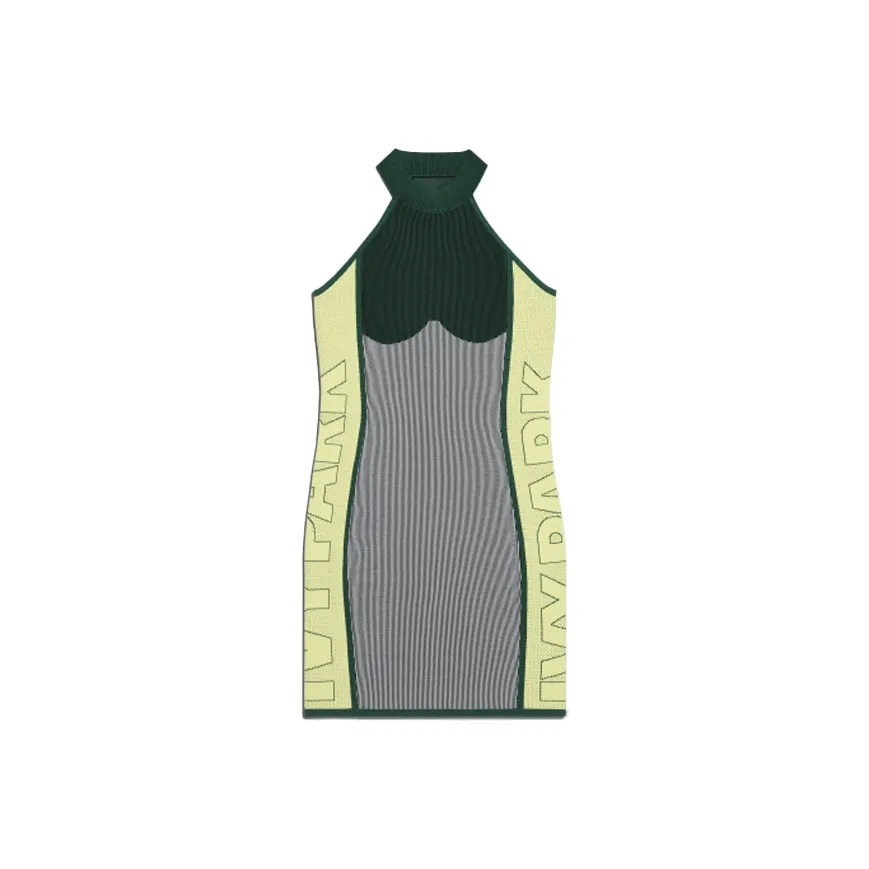 Adidas Originals Ivy Park Knit Logo Dress Dark Green/Green Tint/Yellow Tint
