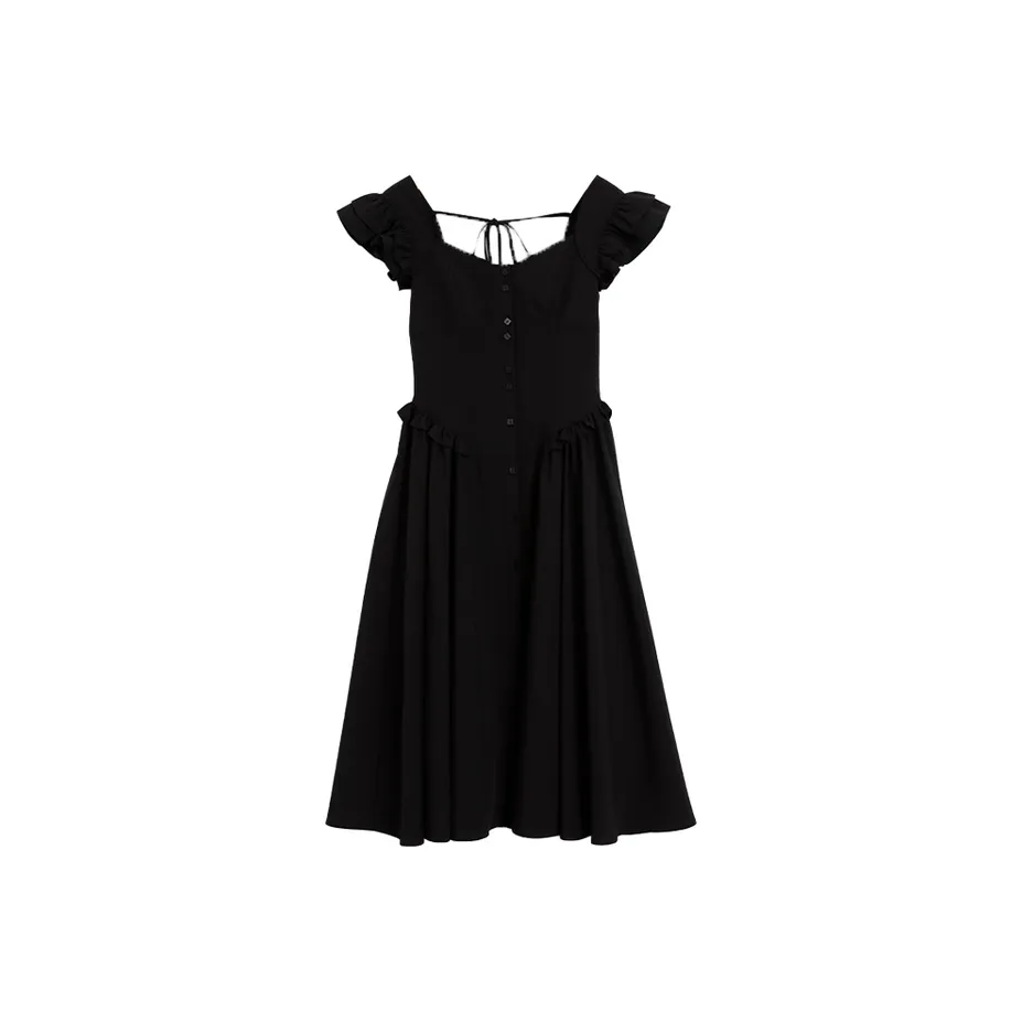 SETIROM Black Женские Короткие Платья с Рукавами