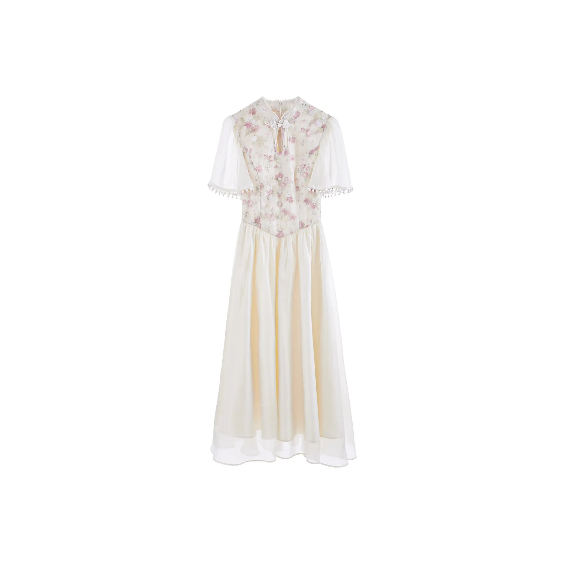 Blovelan Short Sleeved Dress Women's Apricot With Floral