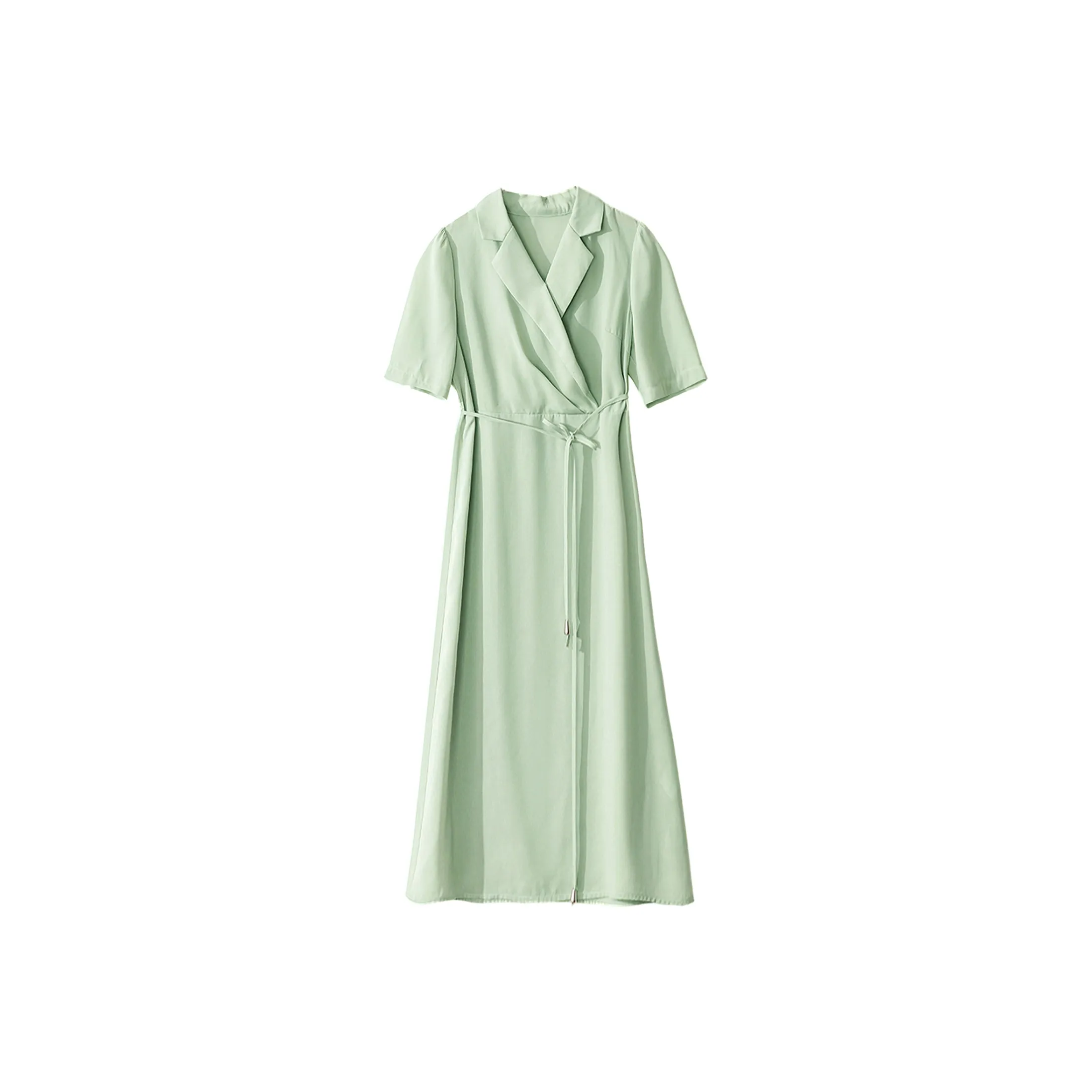 Wbwq Короткий рукав Платье Женское Ванильный Зеленый