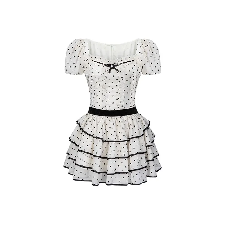 TIBINB Short Sleeved Dresses Women's Polka Dot