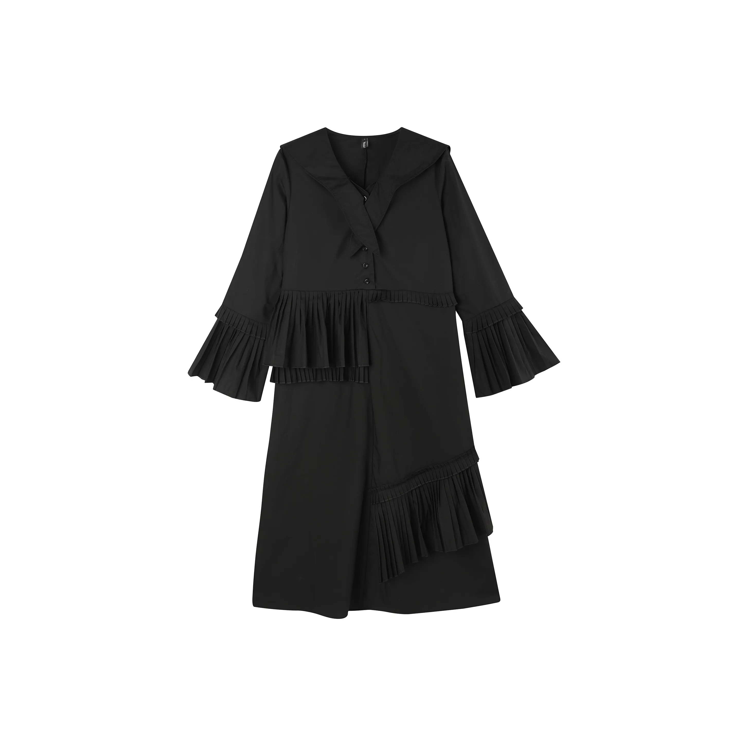 BIENKIMIIYE Черное Женское Длинное Платье с Рукавами