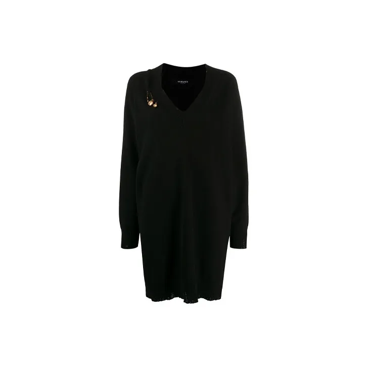 VERSACE Safety Pin Knitted Dress 'Black'