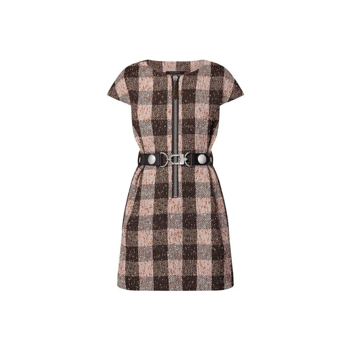 Lv Check Tweed Utility Detail Dress