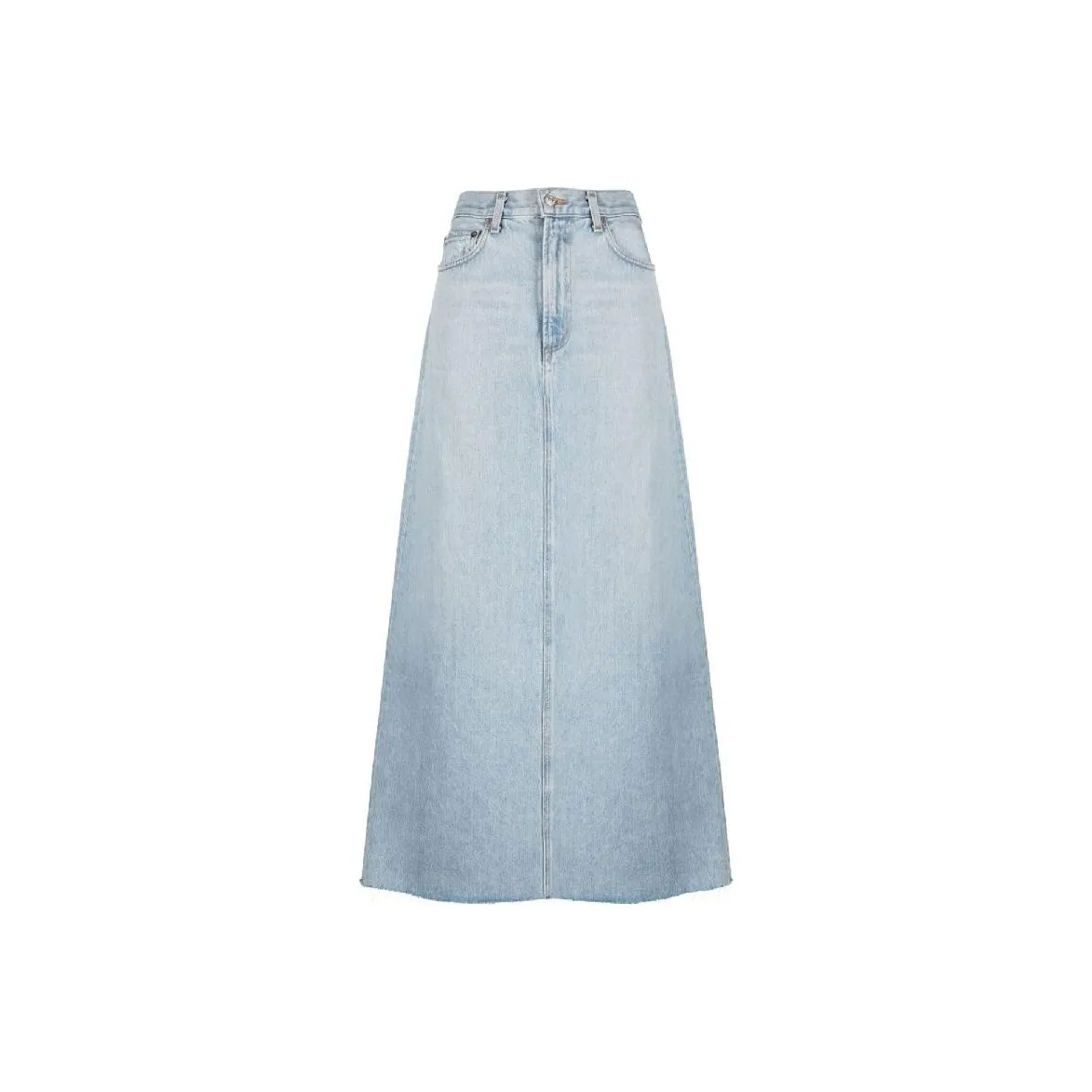 AGOLDE Mid Rise Frayed Edge Denim Skirt