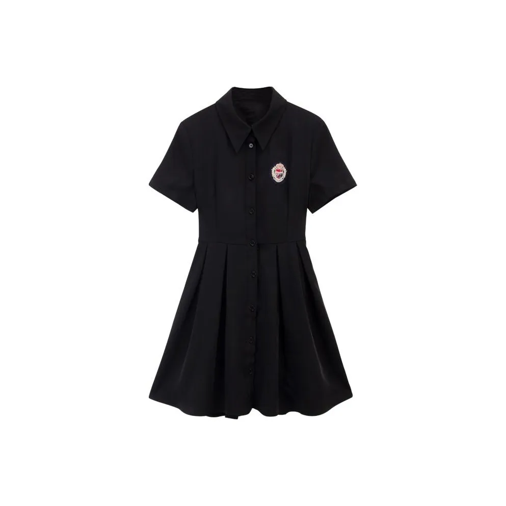 Oddgoods Короткий рукав Платье Женское Черное Костюмное платье