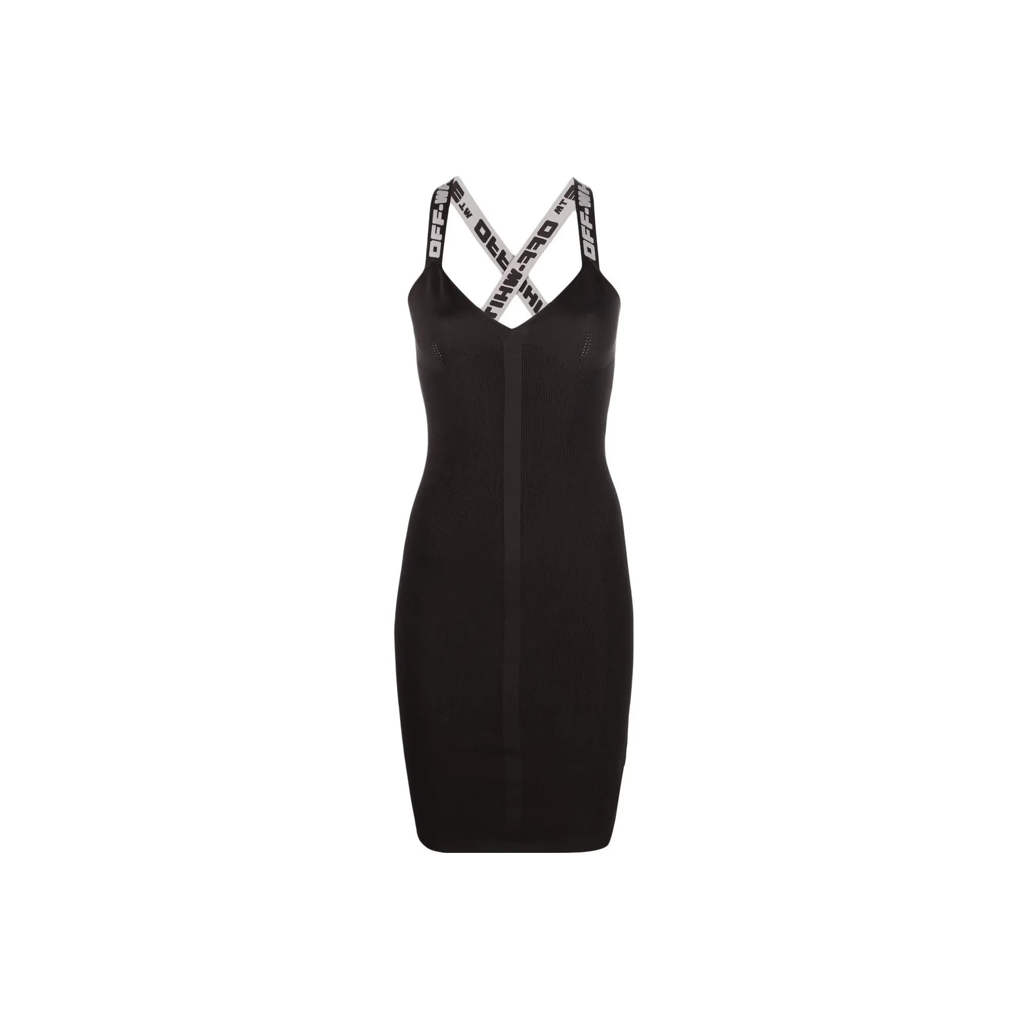 OFF WHITE Logo Straps V neck Mini Dress