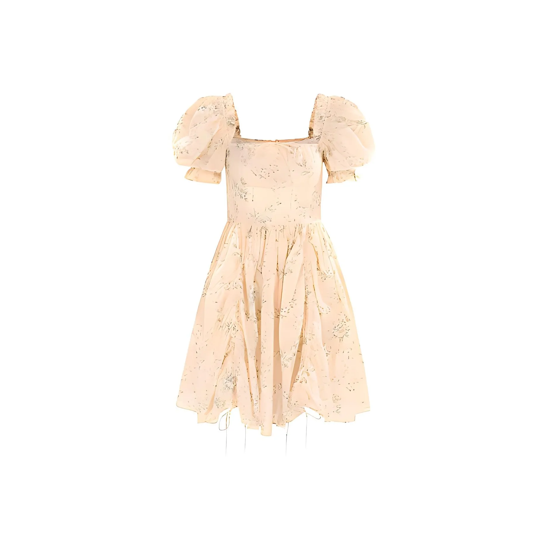Selkie Collection SS24 Short Sleeved Dress Women's Dark Yellow With Country Green Leaf Print