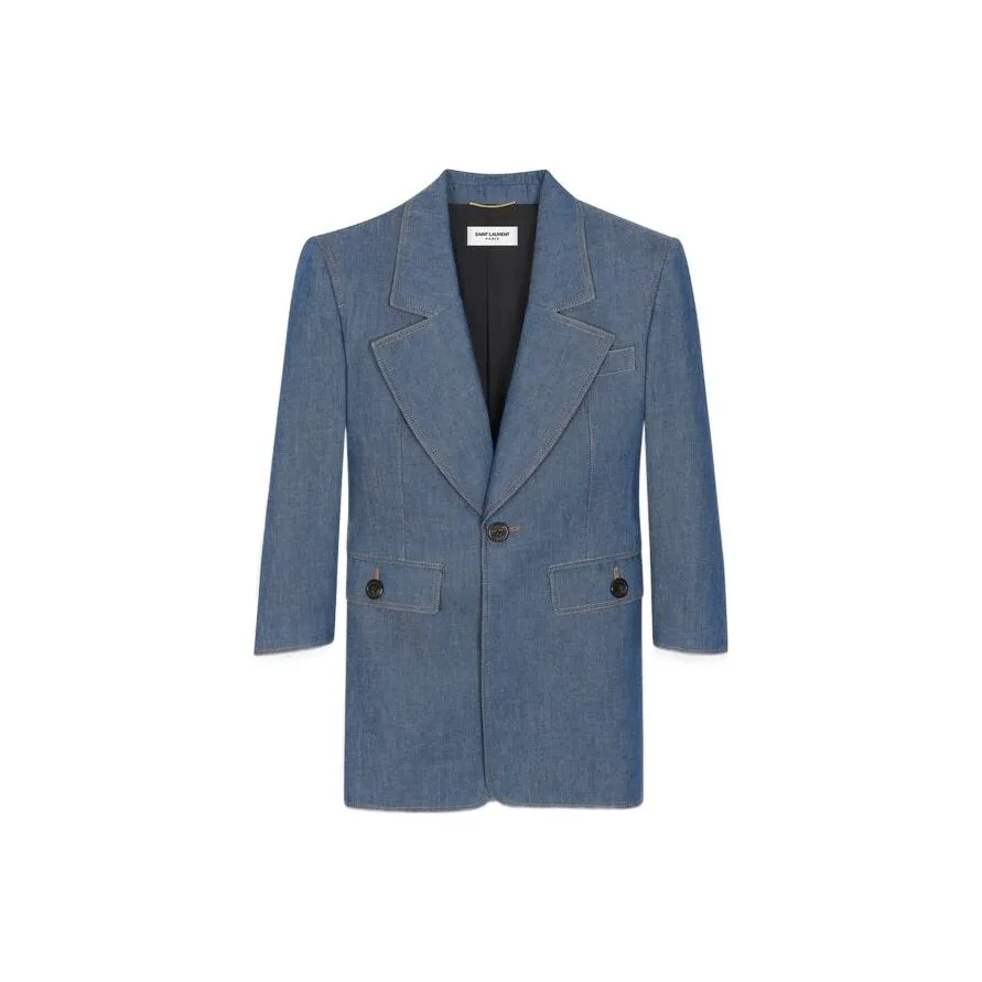 SAINT LAURENT Long Sleeved Dresses Women's Blue