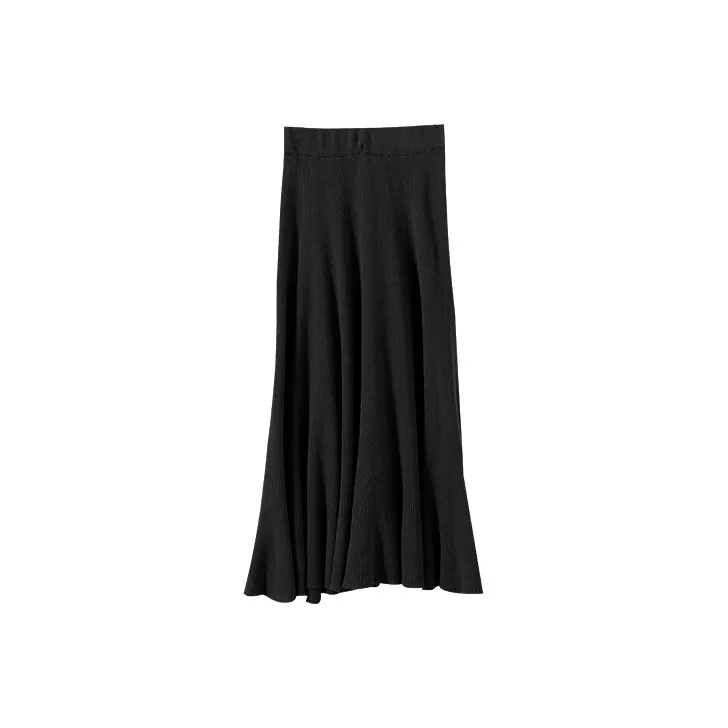 YUMOMO STAR Черная женская вязаная длинная юбка