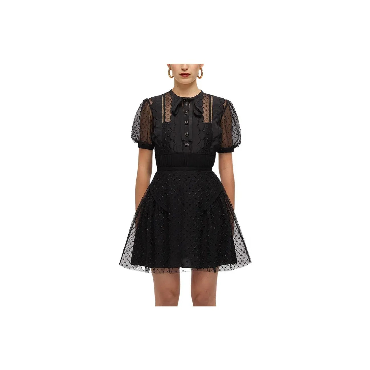 Self portrait Short Sleeved Dress Women's Black