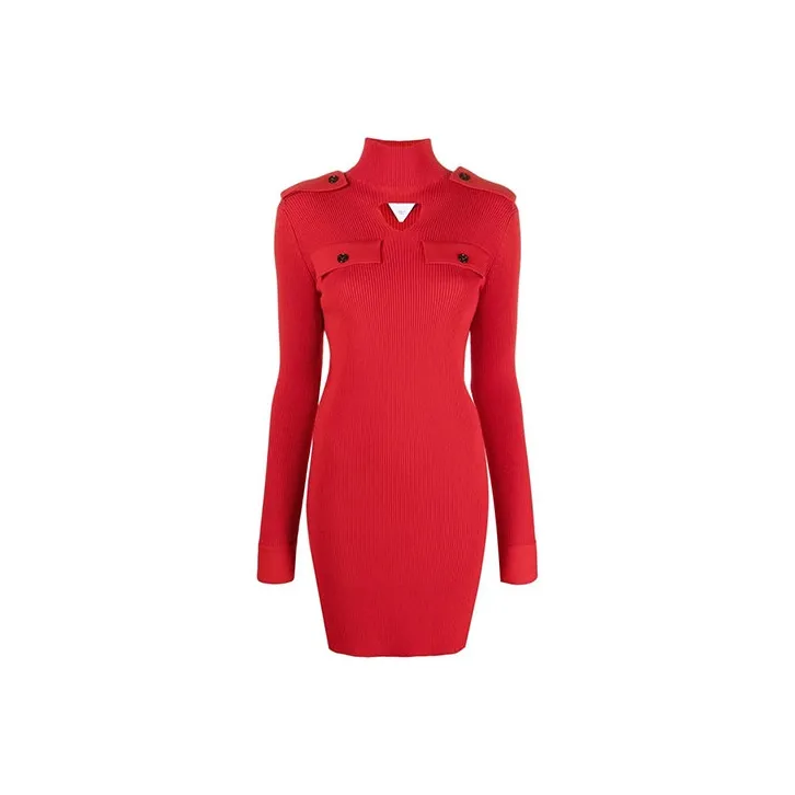 Bottega Veneta Long Sleeved Dress Women's Red