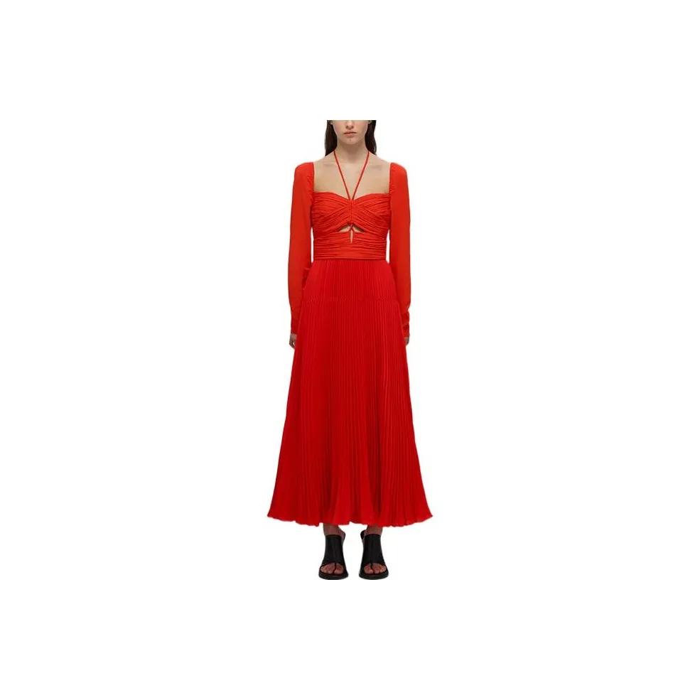 Self portrait SS22 Long Sleeved Dress Women's Garnet Red