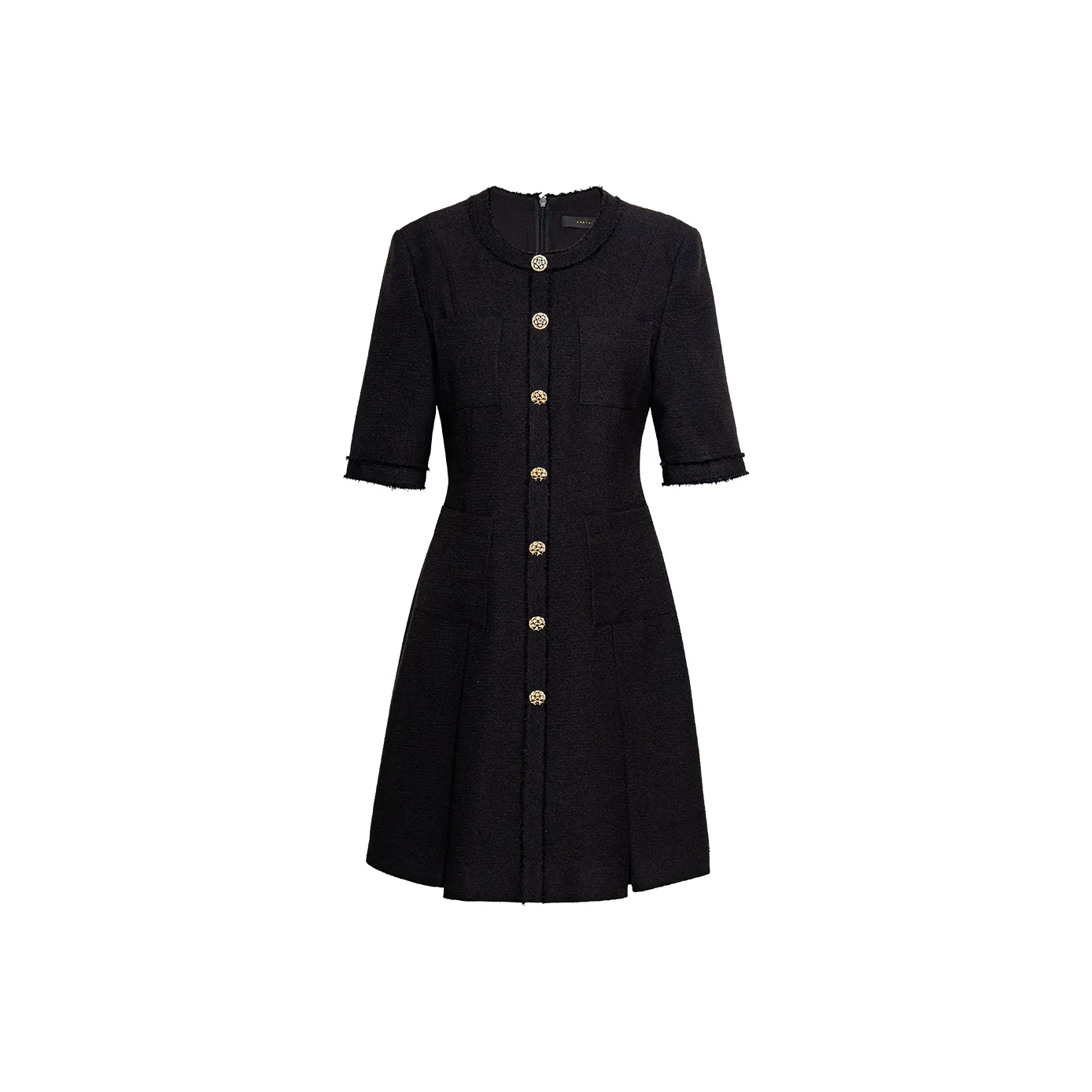 ROEYSHOUSE Короткое платье с короткими рукавами женское черное