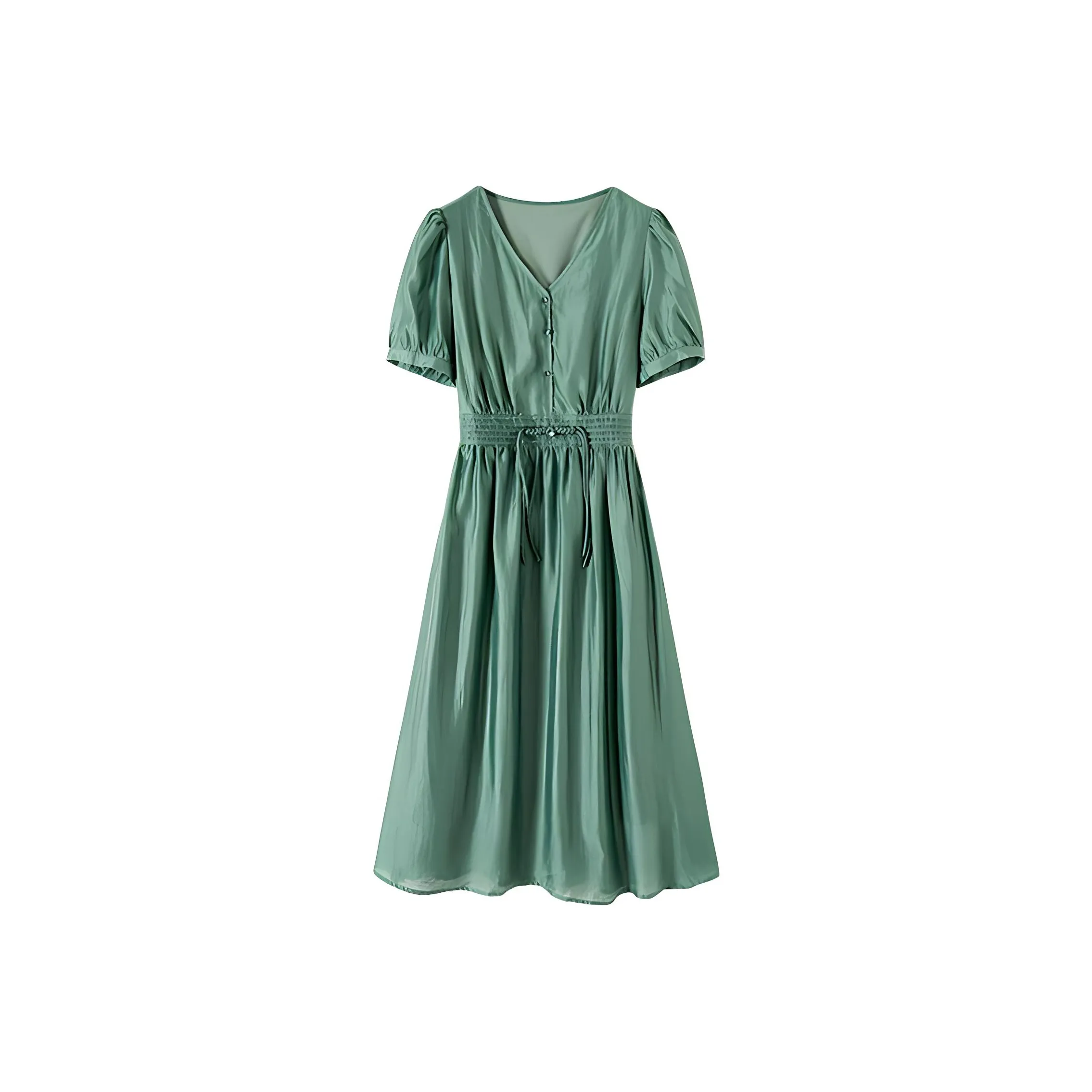 IHIMI Короткий рукав Платье Женское Зеленое