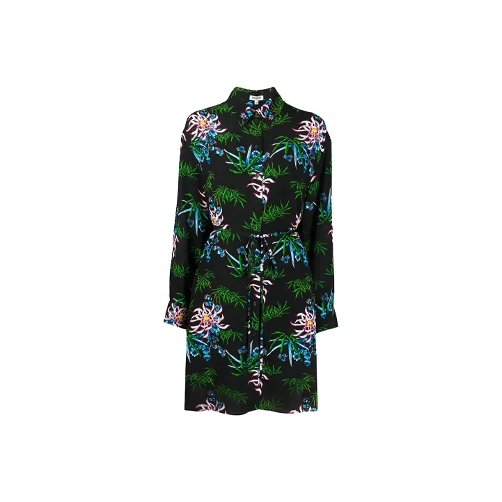 KENZO Зеленое Женское Длинное Платье с Рукавами