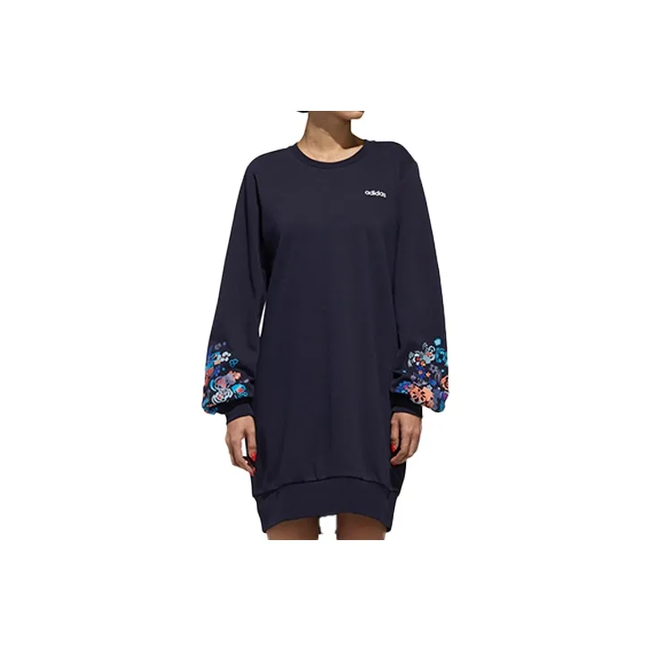 Adidas Neo Long Sleeved Dresses Women's Navy Blue Blue