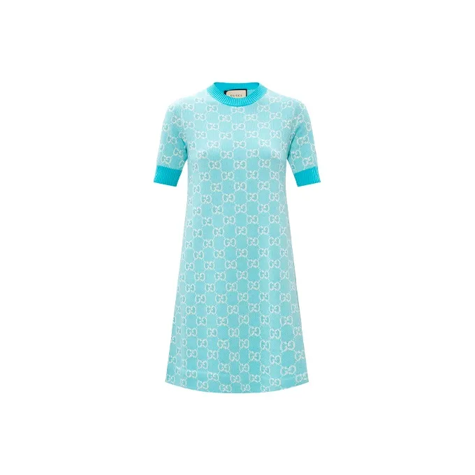 GUCCI Short-Sleeved Dresses Women's Light Blue
