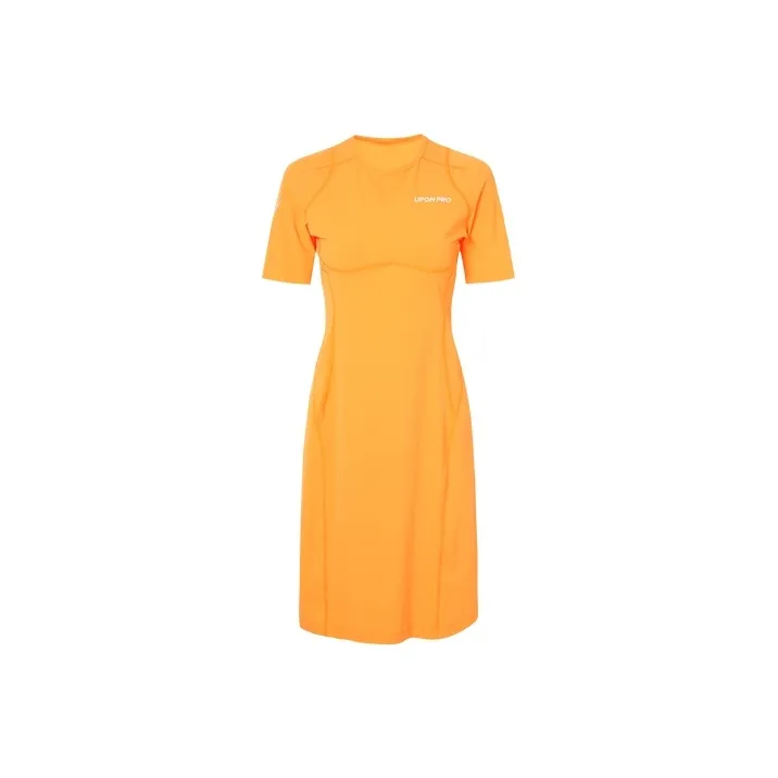 UPON PRO Апельсин Женские Короткие Платья с Рукавами