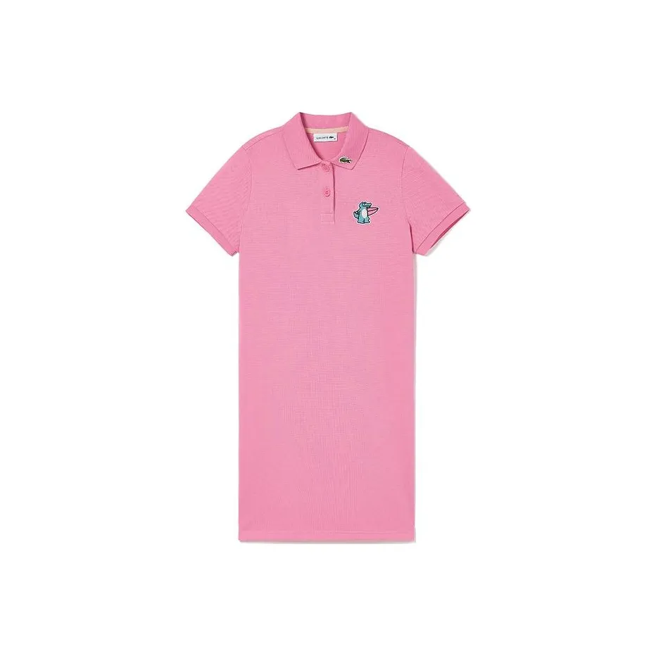 LACOSTE SS23 Summer Vitality Series Short Sleeved Dress Women's Rose Red